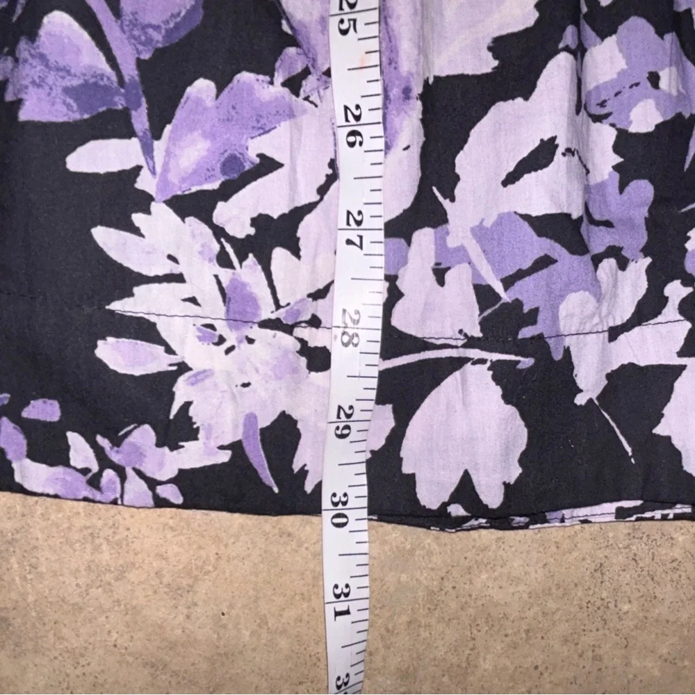 Anthropologie Corset Mini Shirt Dress - Black/White/Purple Floral long sleeve